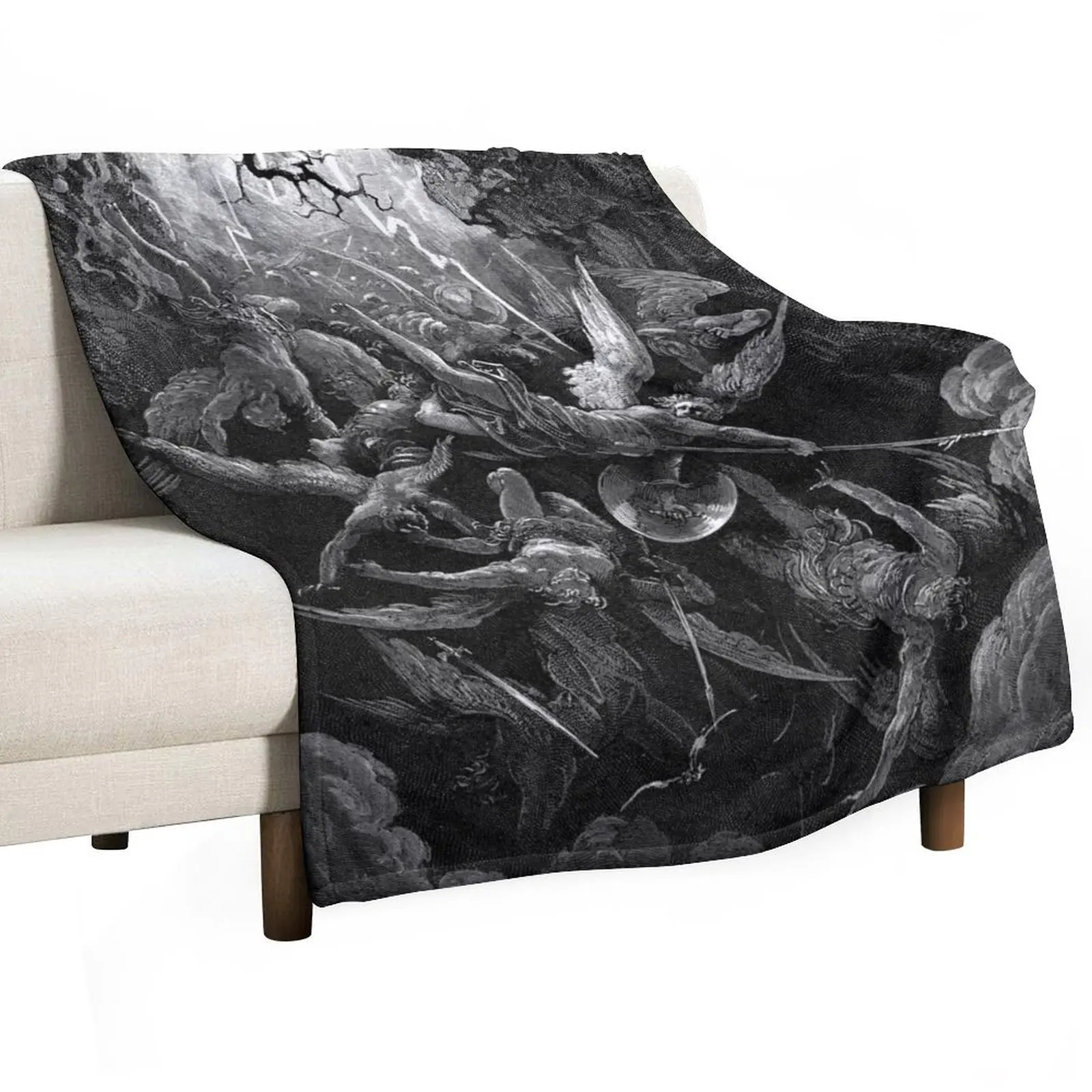 

Lithograph - Gustave Doré - Paradise Lost - The Mouth of Hell John Milton Throw Blanket Soft Shaggy Summer Beddings Blankets