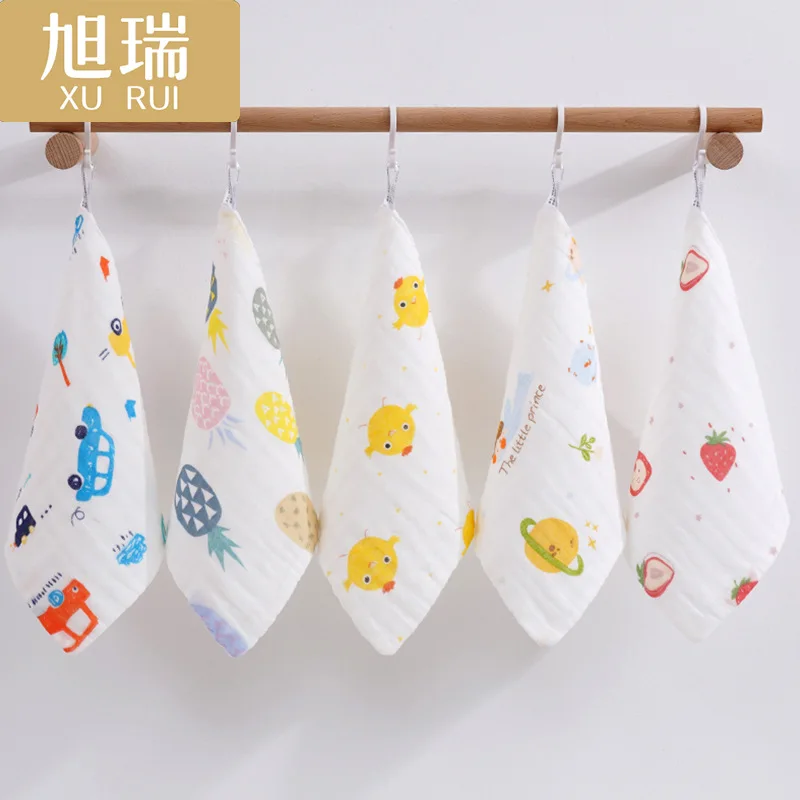 Six-layer high-density pure cotton gauze small square wholesale baby face  cotton children's  gauze saliva towel