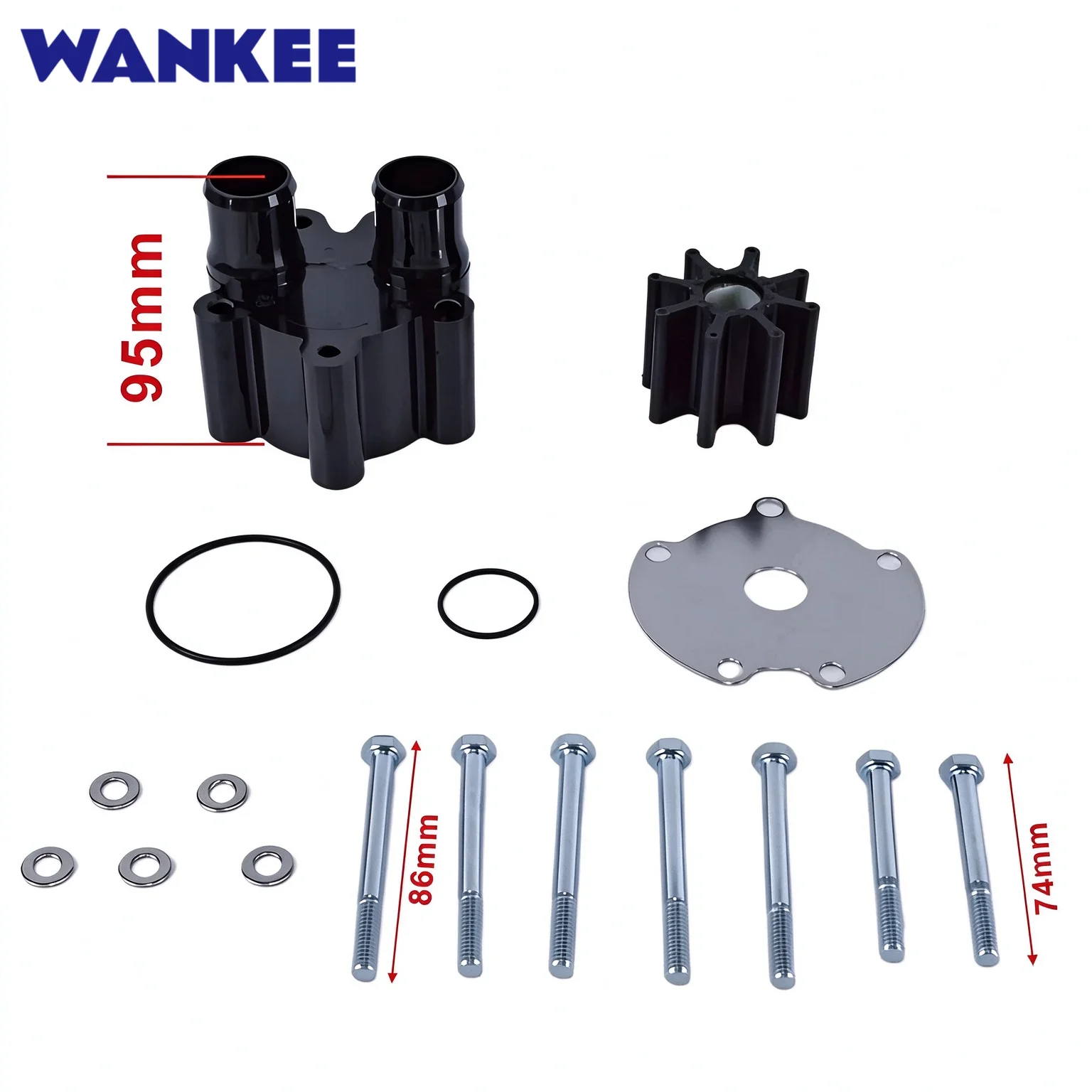 Water Pump Impeller Kit 46-807151A14 for Mercruiser Stern Drive 4.3L 5.0L 5.7L 7.4L V6 V8 46-807151A7 Sierra 18-3150