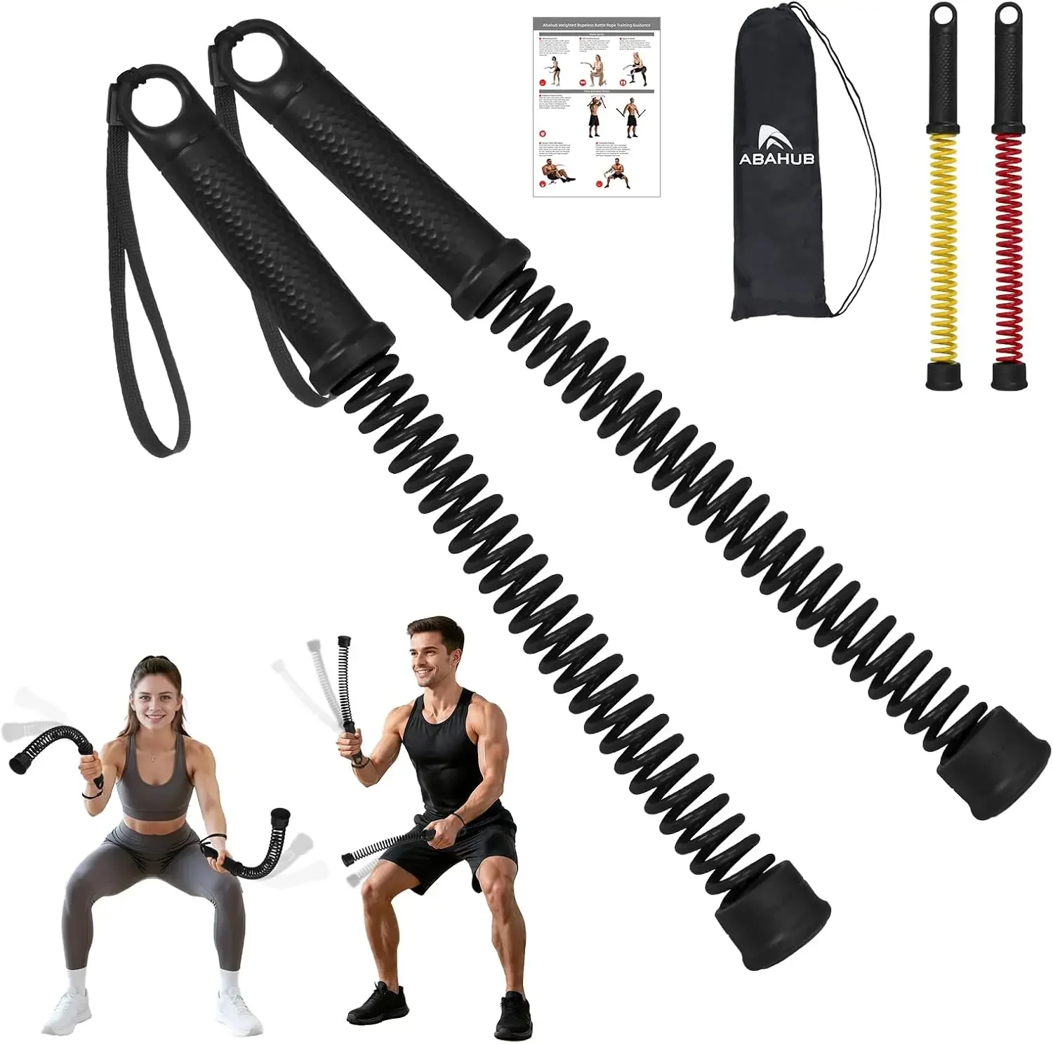 New Upgrade Quiet Weighted Cordless Battle Ropes, Portable Ropeless Fitness Rope for Home Gym, Men Women Indoor Outdoor Workouts