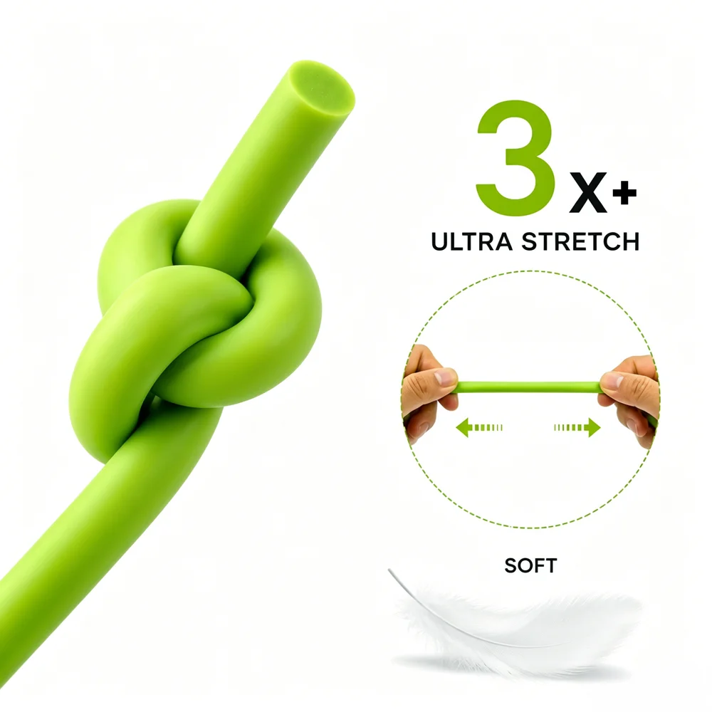 1/2/3M Bright Green Natural Latex Solid Strip Dia 6mm Waterproof & Tightly Adhered Without Air Leakage High Resilience