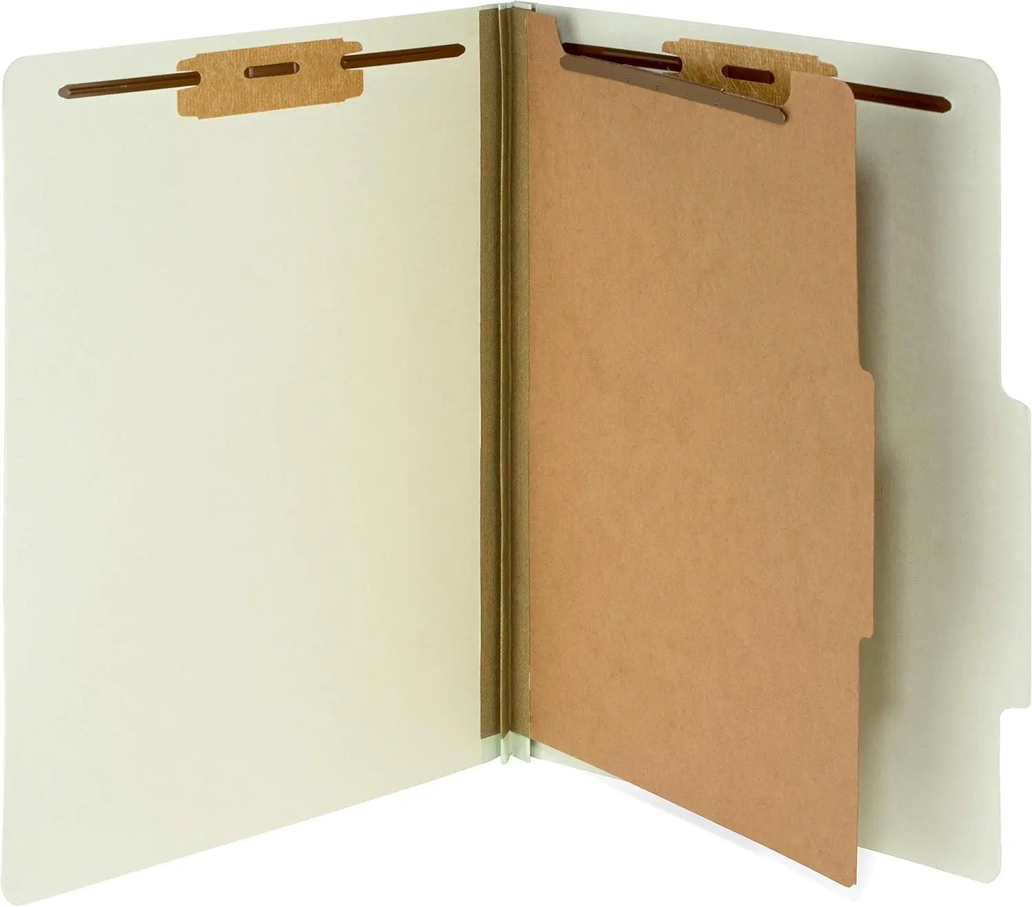 

10 Letter Size Gray Green Classification Folders - 1 Divider 2 Inch Tyvek Expansions - 2 Prongs Designed to Organize Stand