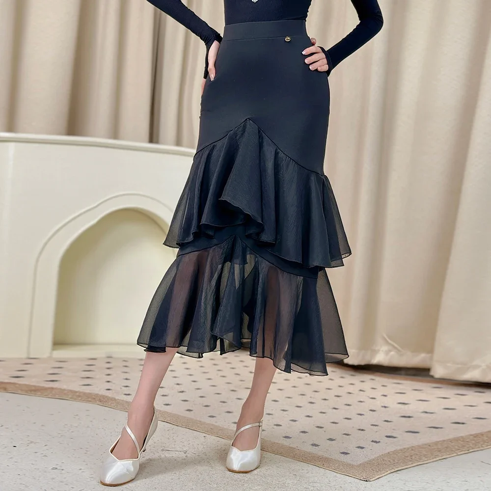 2024 Ballroom Dance Skirt Women Practice Clothes Adult Waltz Dance Costume Club Prom Ballroom Dance Performance Skirt BL14207