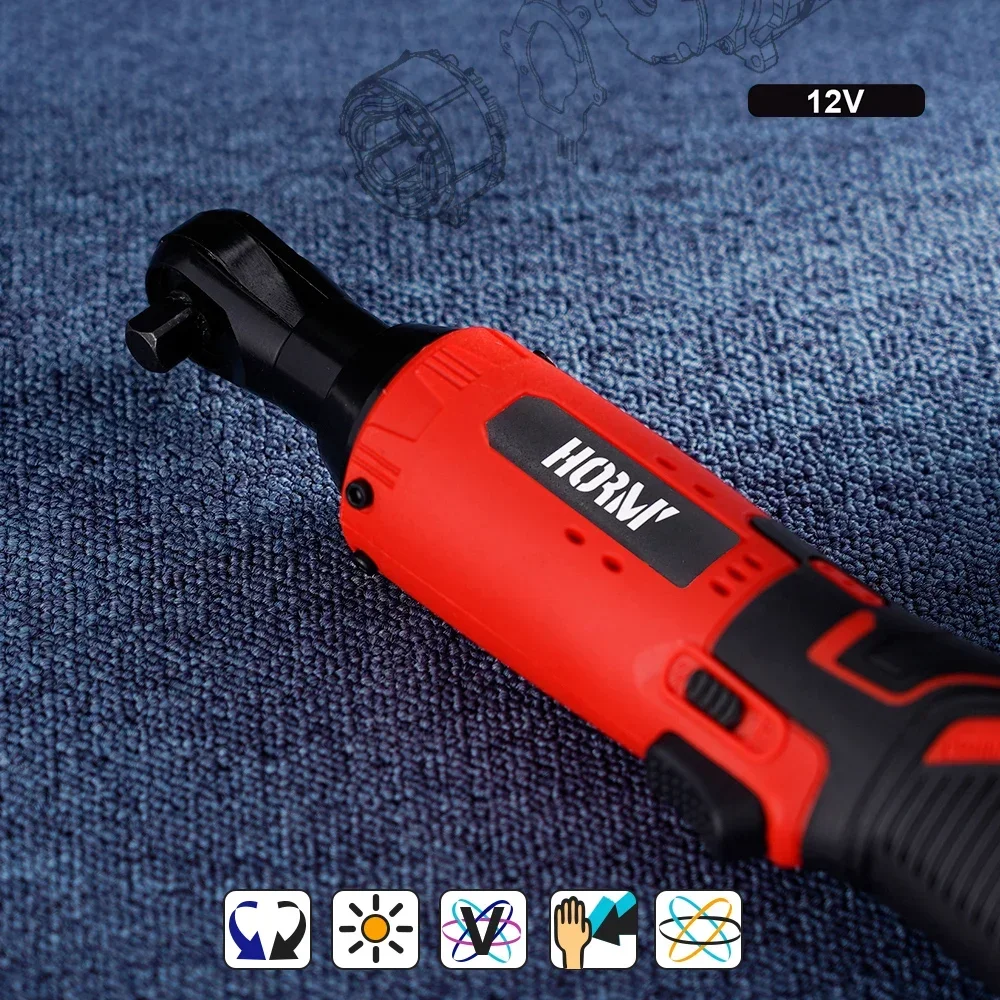 12V/18V Cordless Electric Screwdriver Wrench 3/8 Inch Right Angle Ratchet Wrench Impact Drill Removal Screw Nut Car Repair Tool