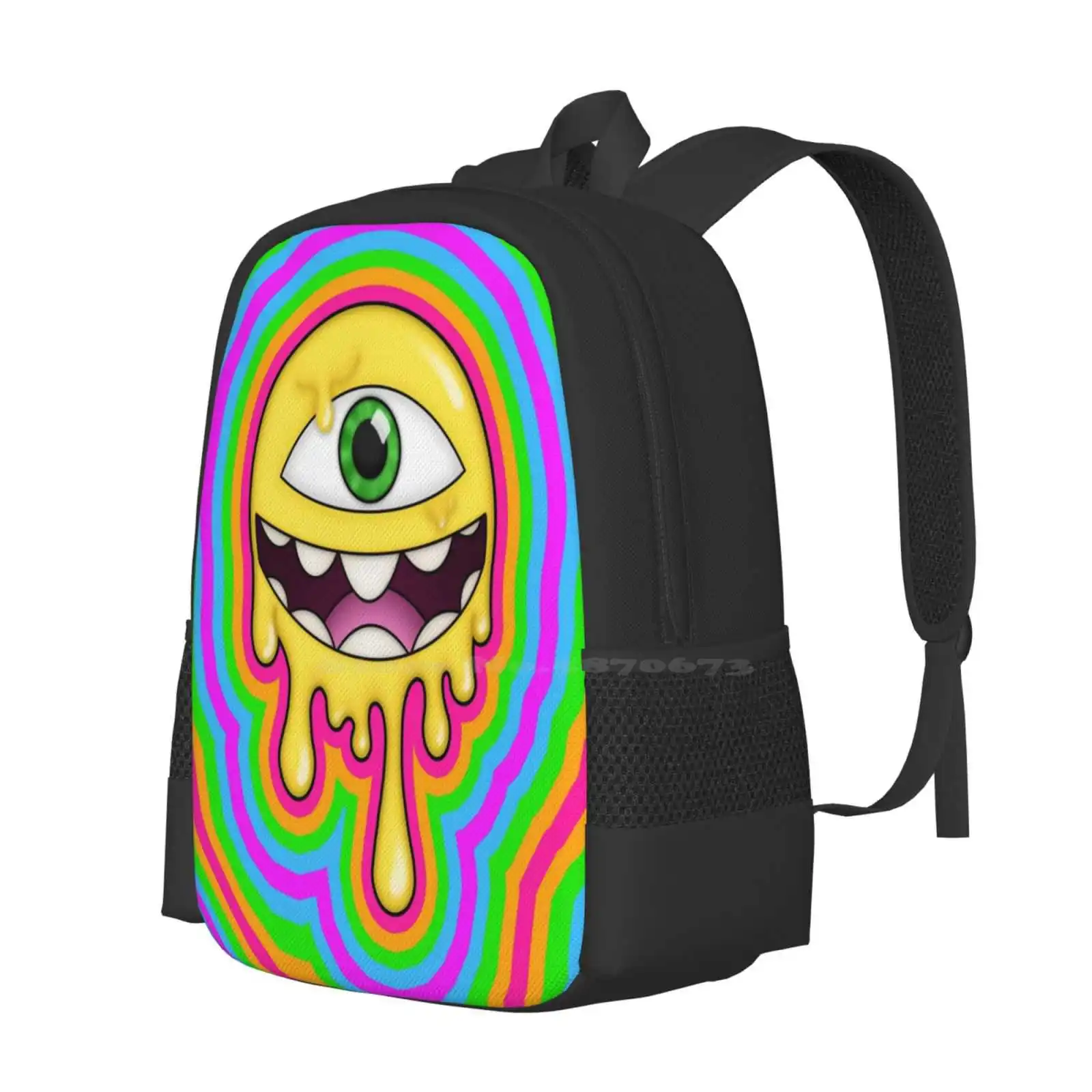 Drippy Round Cyclops Backpack For Student School Laptop Travel Bag Drippy Cyclops Subtronics Edm Dubstep Riddim Army Trippy