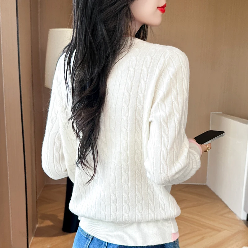 Cardigan con o-collo moda coreana da donna autunno/inverno nuovo 100% lana cashmere lavorato a maglia falso due articoli giacca maglione top larghi e caldi