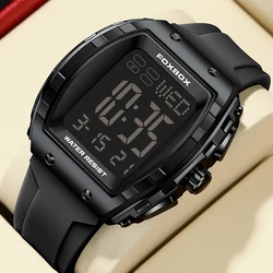 FOXBOX Fashion Square Digital Watch For Men LIGE Top Brand Luxury Waterproof Men's Quartz Wristwatch Military Sport Chronograph