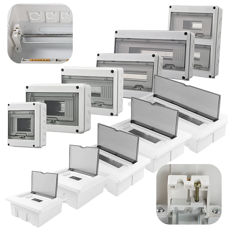 Outdoor Waterproof Electrical Distribution Box ABS Plastic Junction Wire Box 4/5/6/8/9/12/18/21/24 Ways MCB Box