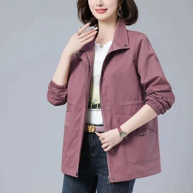 

Casual Short Jacket For Women Spring Autumn New Loose Wild Zipper Coat Fashion Female Windbreaker Outerwear Basic Tops 5XL