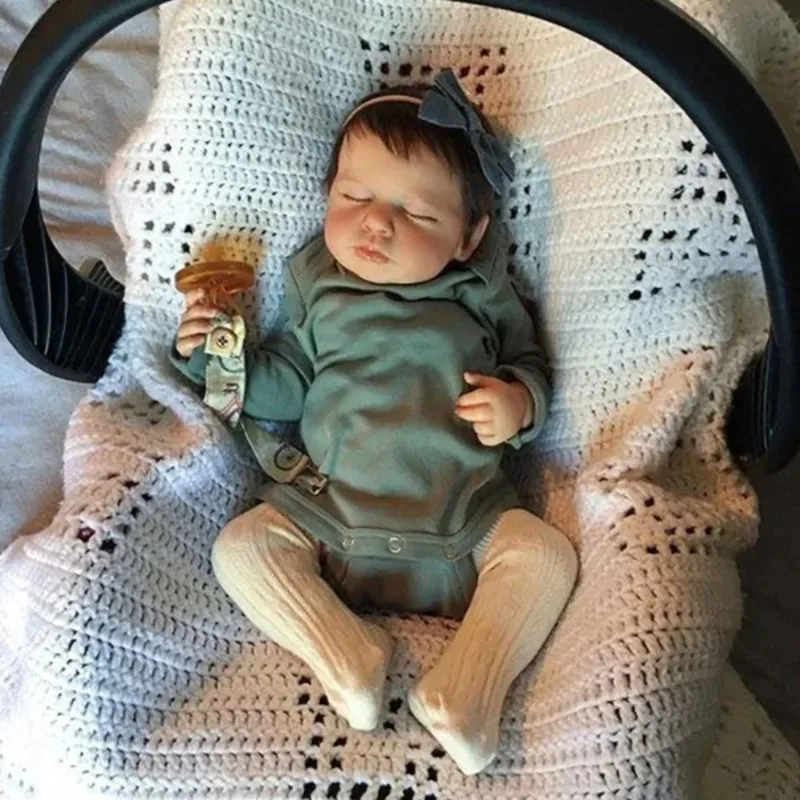 49cm Already Finished Reborn Baby Dolls LOULOU Soft Vinyl Body 3D Skin with Visible Veins Silicone Baby Doll Hand-rooted Hair
