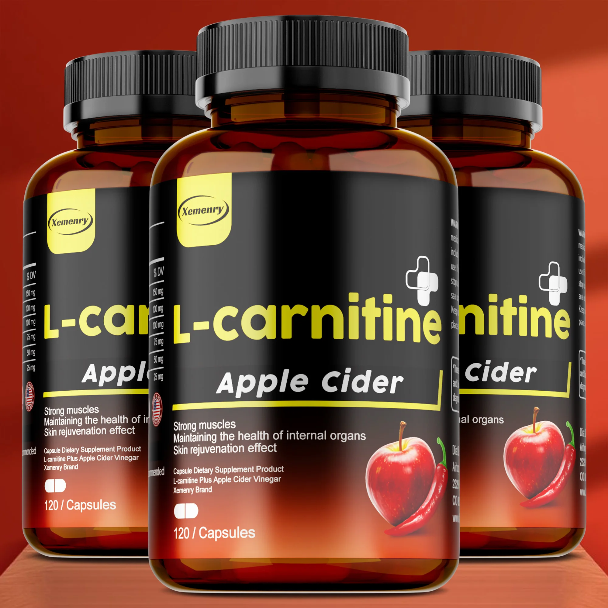 

L-carnitine & Apple Cider Capsules for Digestion,Detox,Immune-Powerful Cleanser & Appetite Suppressant