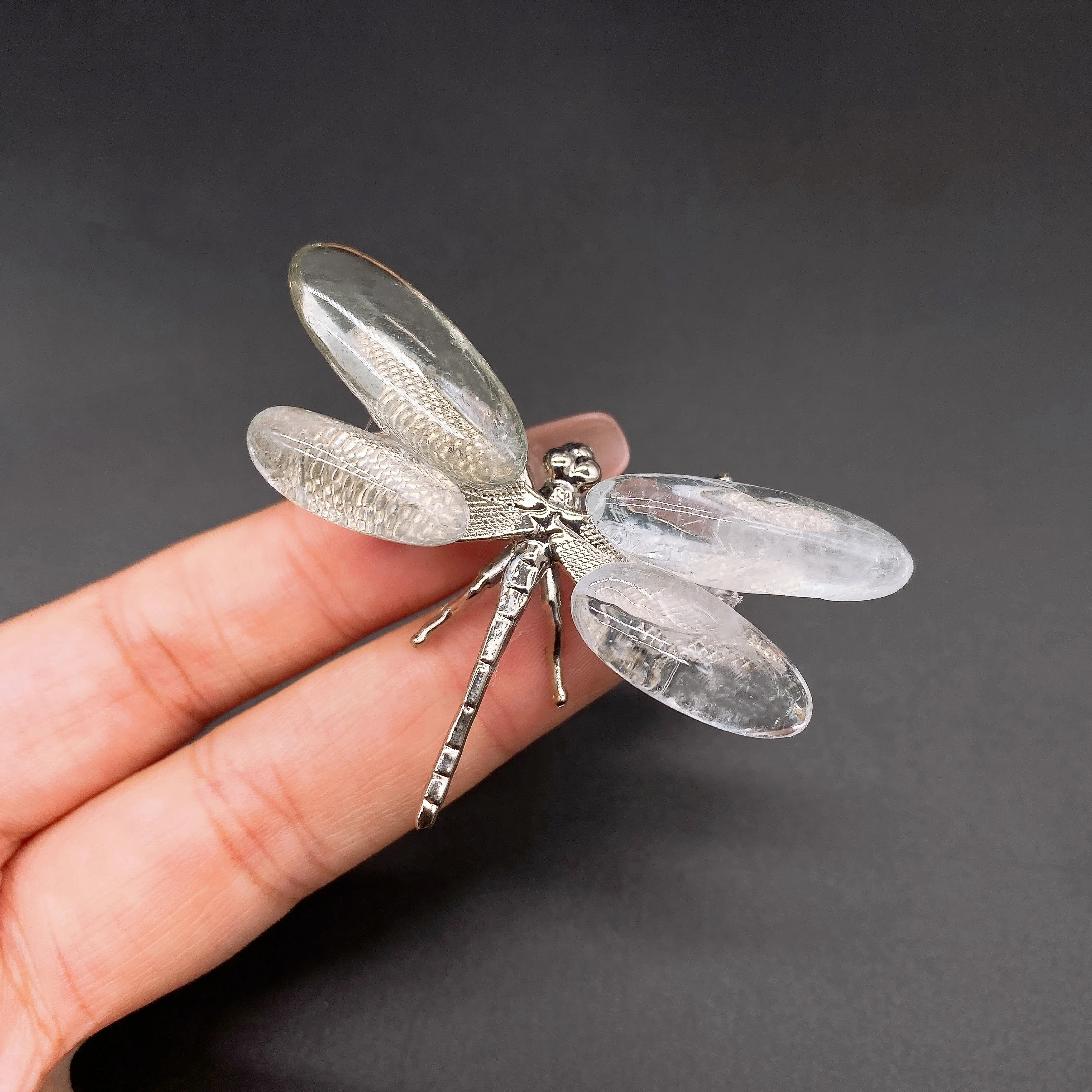 1PC Natural Clear Quartz Dragonfly Crystal Stone spar crafts Butterfly Statue Reiki Healing Home Garden Decor Children Gift