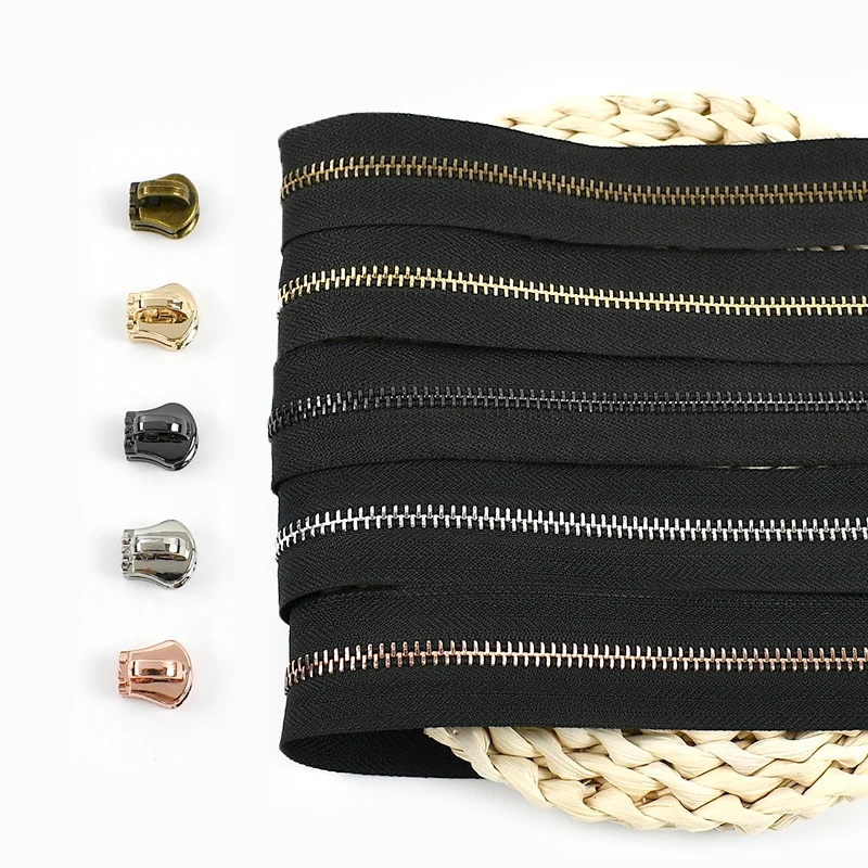 

1/2/3/4/5Yards 3# 5# Metal Zipper Tapes+Sliders Handbag Decor Zippers Clothing Sewing Zip Pocket Sealing Zips DIY Accessories