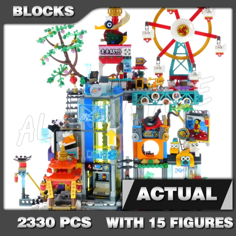 2330 stücke Monkie Kid Megapolis Stadt Spinning Riesenrad Arbeits Aufzug 80554 Bausteine Spielzeug Kompatibel Mit Modell