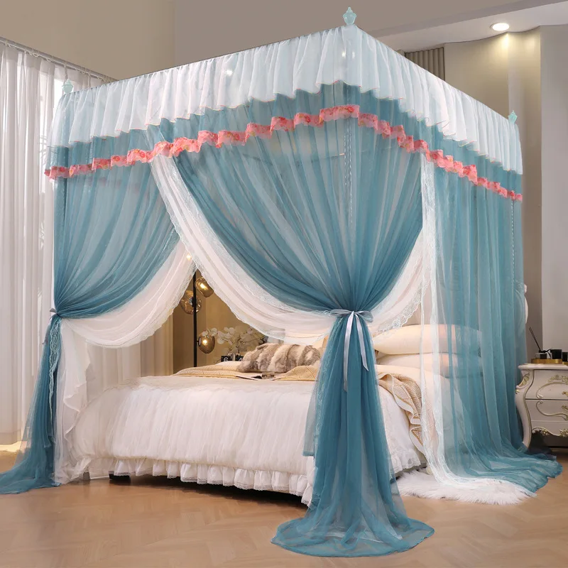 

Summer Double Layer Court Three Door Floor Standing Mosquito Net Home Use Square Top Bed .5 Meter Bed Mosquito Net .8 Meter...