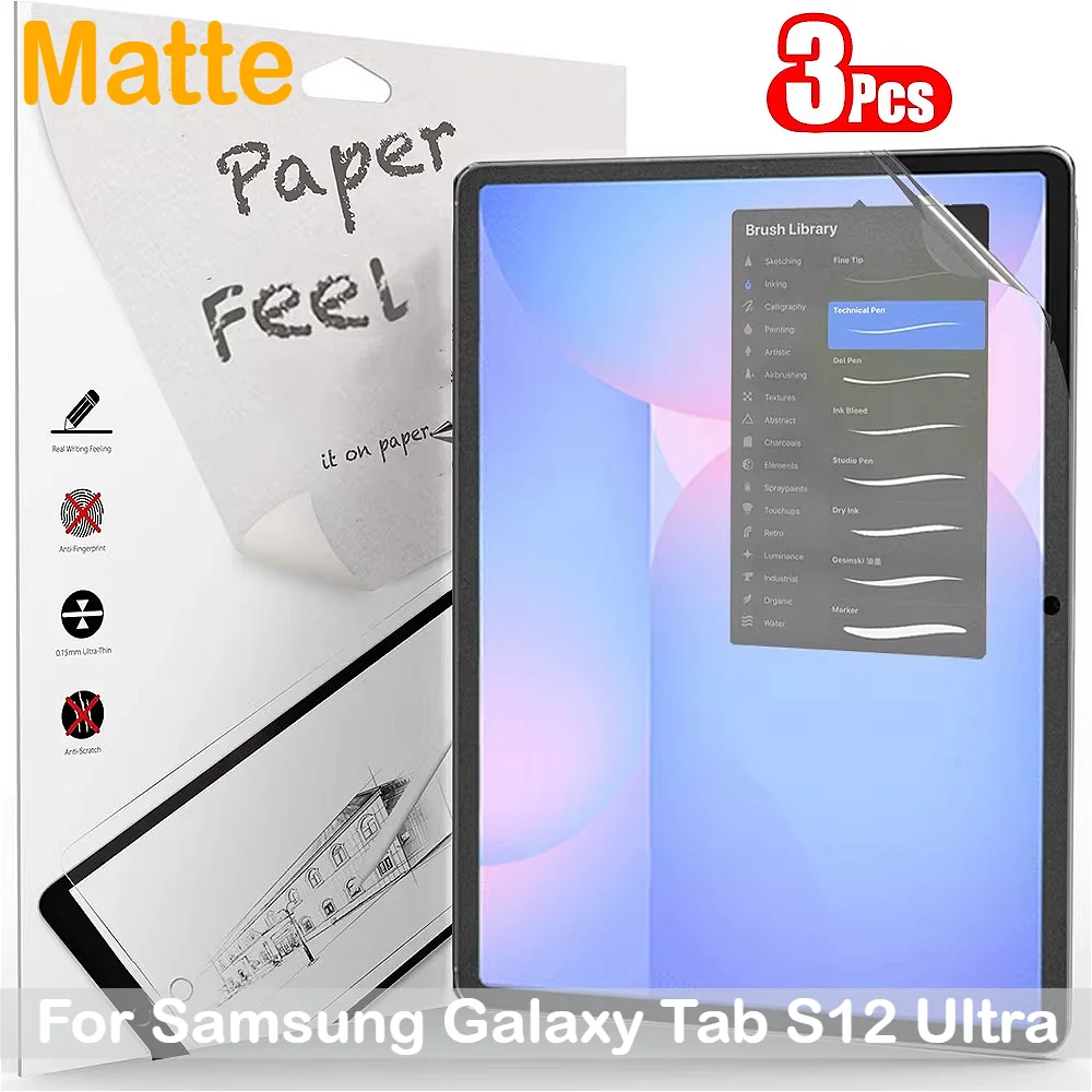 3Pcs Soft Paper Feel Screen Protector for Samsung Galaxy Tab S12 S11 S10 S9 S8 S7 FE 11 Ultra 14.6 Plus 12.4 13.1 Inch 2026 Film