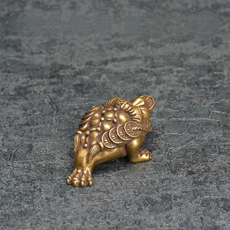 Brass Three Feet Golden Toad Antique Bronze Desktop Ornaments Play Collection Solid Mini Toad Ornaments One Piece Dropshipping