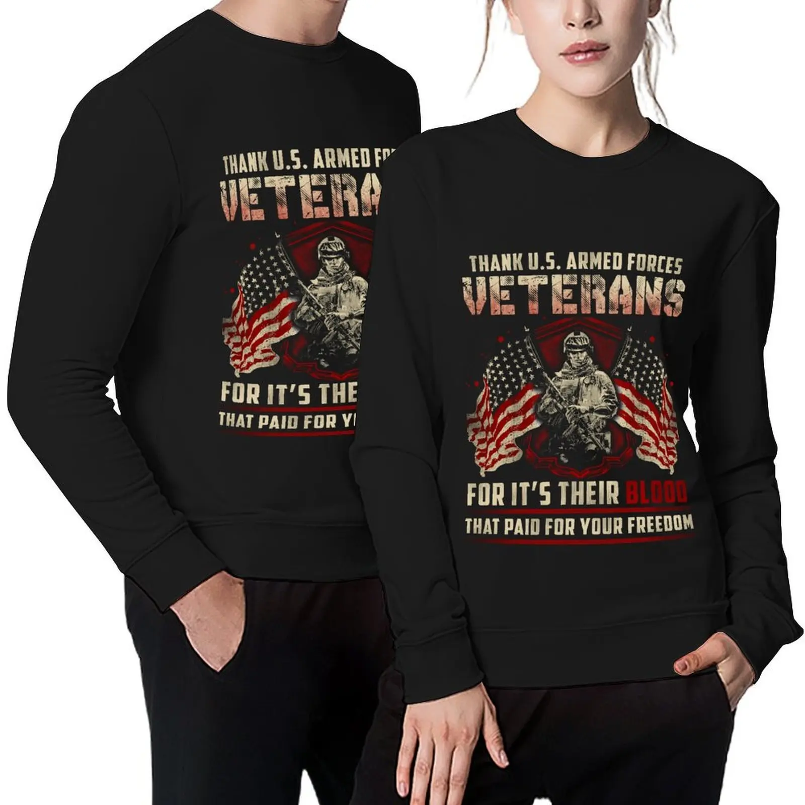 

Thank U.S. Armed Forces Veterans Pullover men's sweat-shirt set mens clothes clothes for men aesthetic sweatshirts