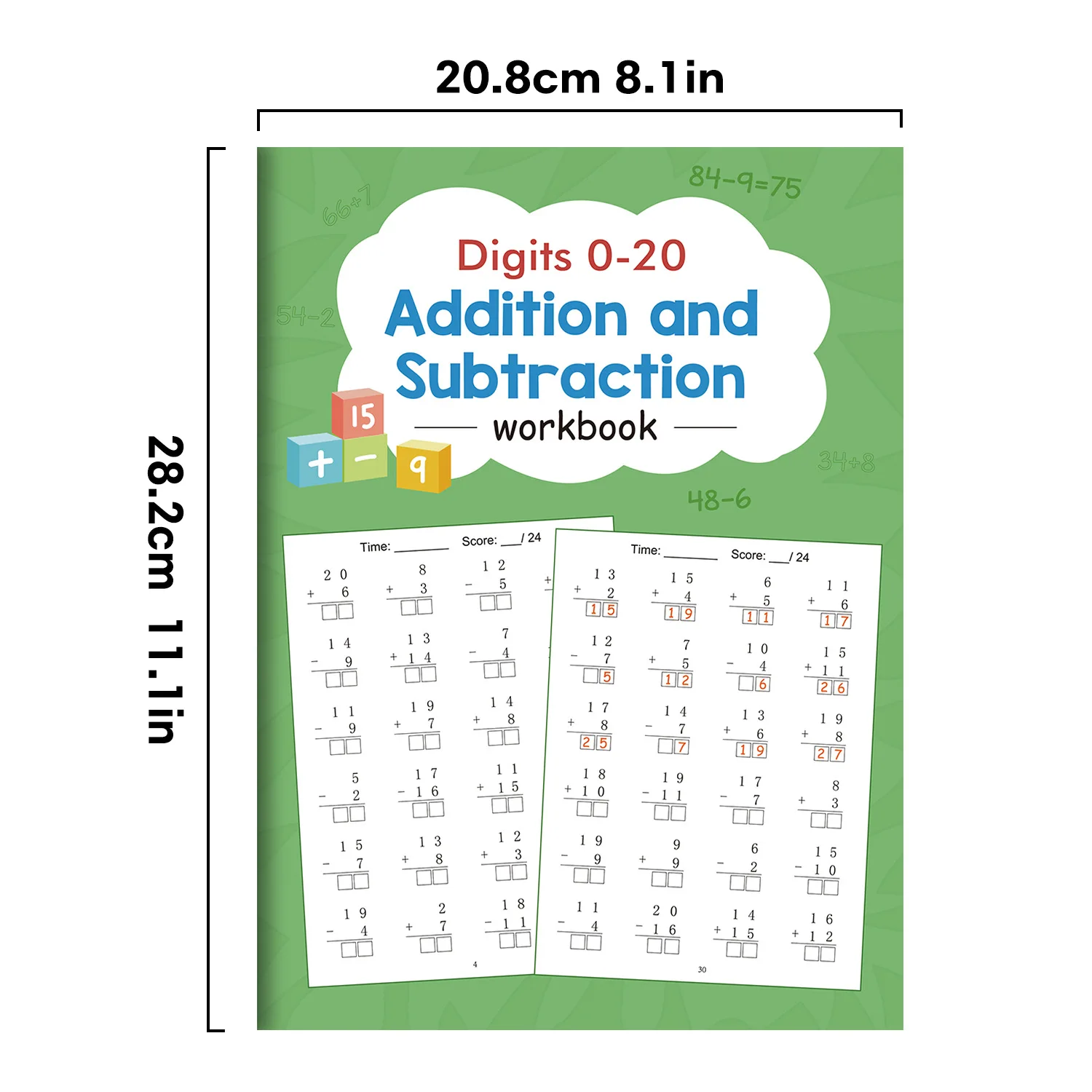 

Math Workbook for Kids Two Digit Addition Subtraction Vertical 32 Pages A4