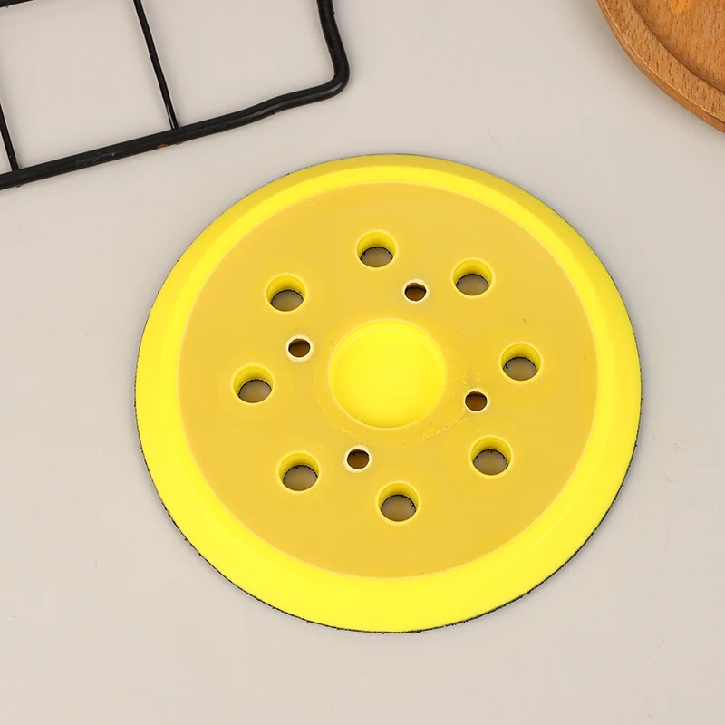Yellow 5 Inch 8Holes Grinder Sandpaper Tray For Disc Grinder Backing Pad Hook And Loop 125mm Pneumatic Polishing Machine Tools