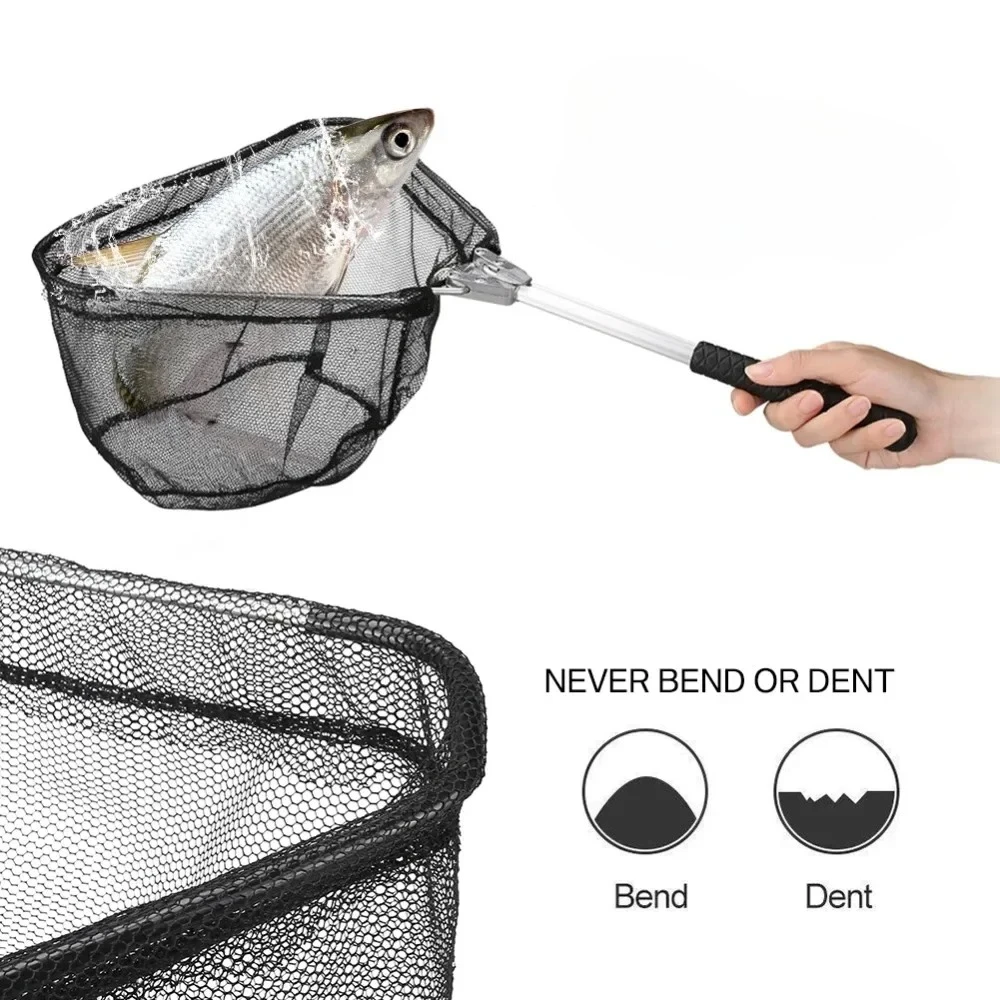 

150/170cm Telescopic Landing Net Folding Fishing Pole Extending Fly Carp Course Sea Mesh Foldable Fishing Net for Fly Fishing