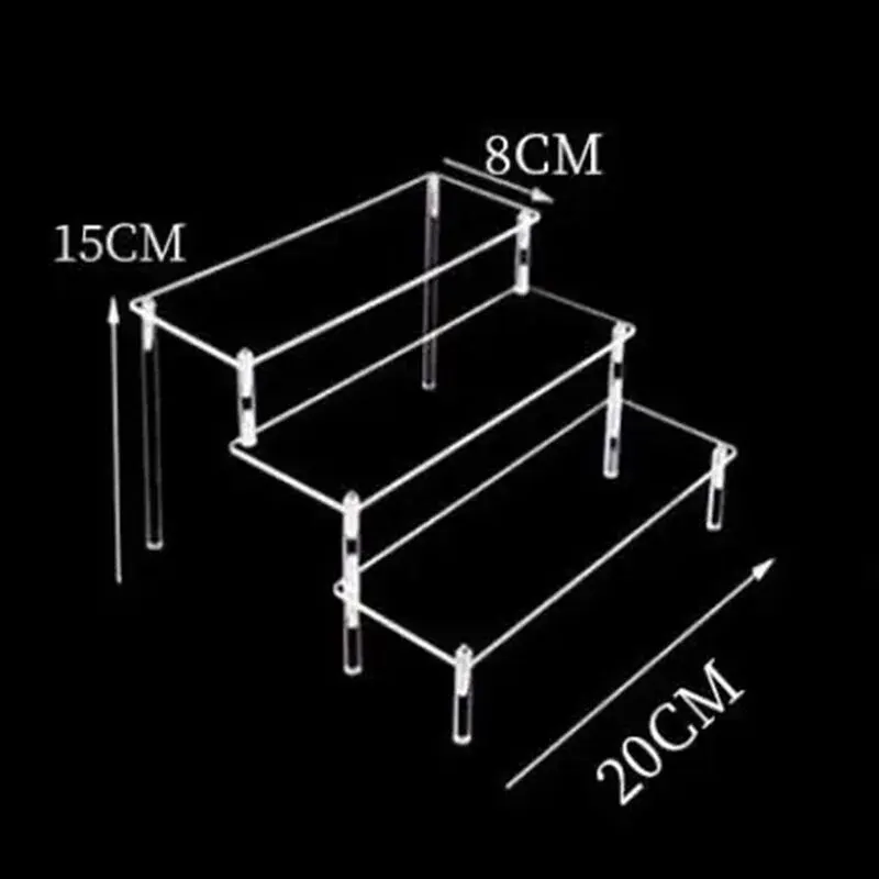 3 Tier Acrylic Storage Rack Display Stand Durable Display Rack for Cupcake Doll Transparent Trapezoidal Blind Box Storage Shelf