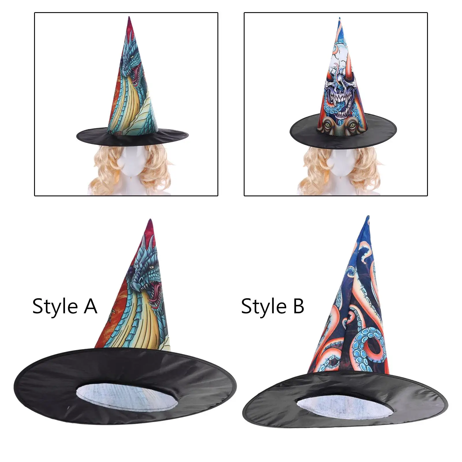 Halloween Witch Hat Sorceress Hat Wizard Supplies Costume Accessory Pointed Adult Hat Headgear for Halloween Party Masquerade