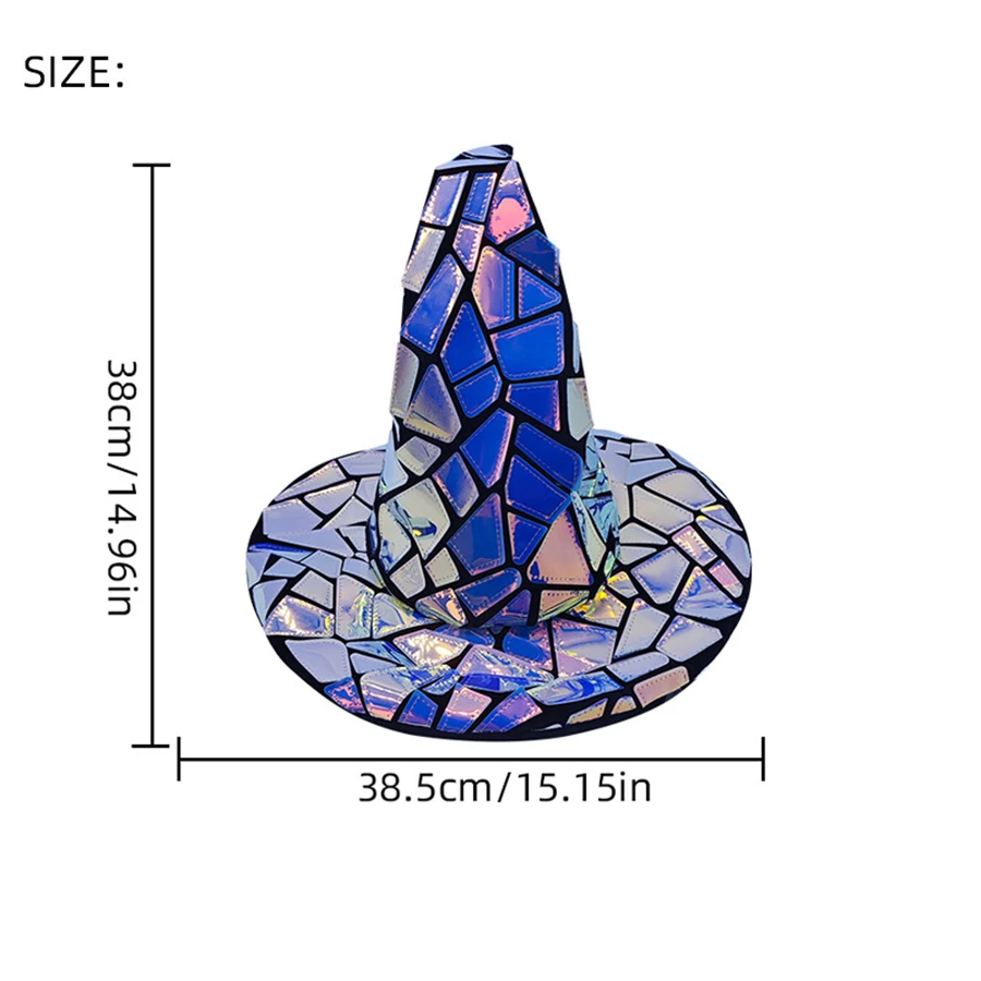 1pc Halloween Cool Glitter Witch Hat Tech Style Hat Party Supplies Cosplay Hat Holiday Gift Holiday Decoration Party Decoration