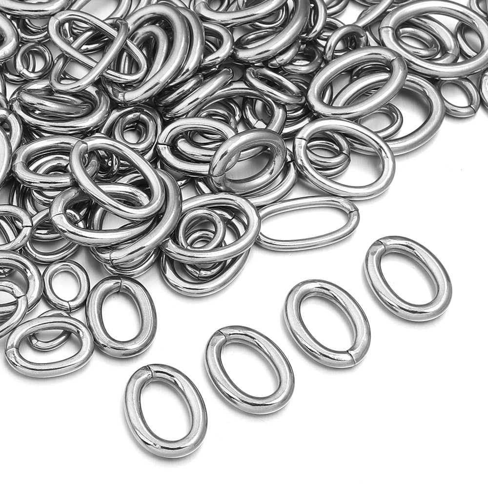 

20pcs/lot Stainless Steel Oval Jump Rings Strong Split Rings Connectors For DIY Jewelry Making Bracelets Necklace Accessories