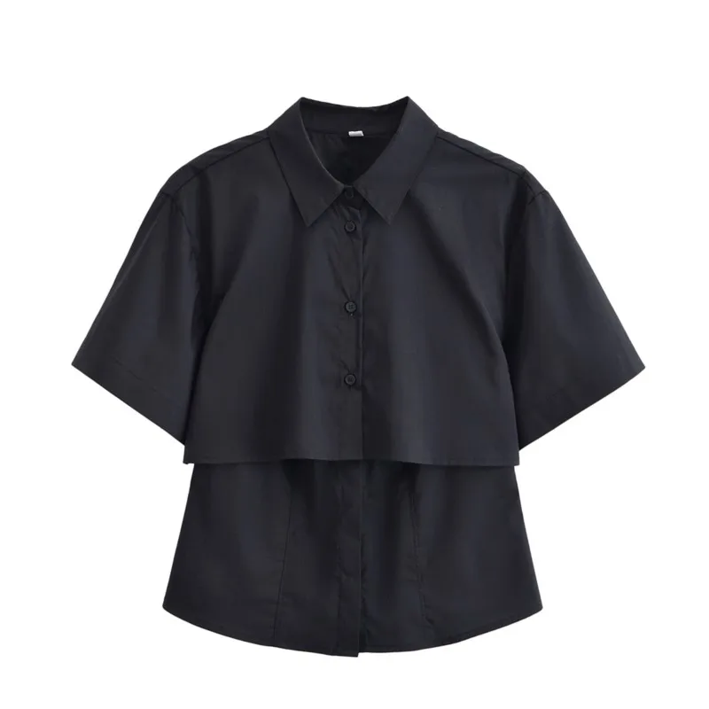 Women's Spring Casual Short Sleeve Double Layered Shirt: A Chic Wardrobe Essential
