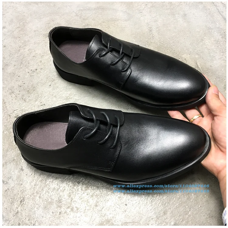 

Black Leather Formal Shoes Men's Shoes Stylish Lace-Up Casual Shoes Wear-Resistant Trendy Luxury Handmade Shoe Men's Shoes