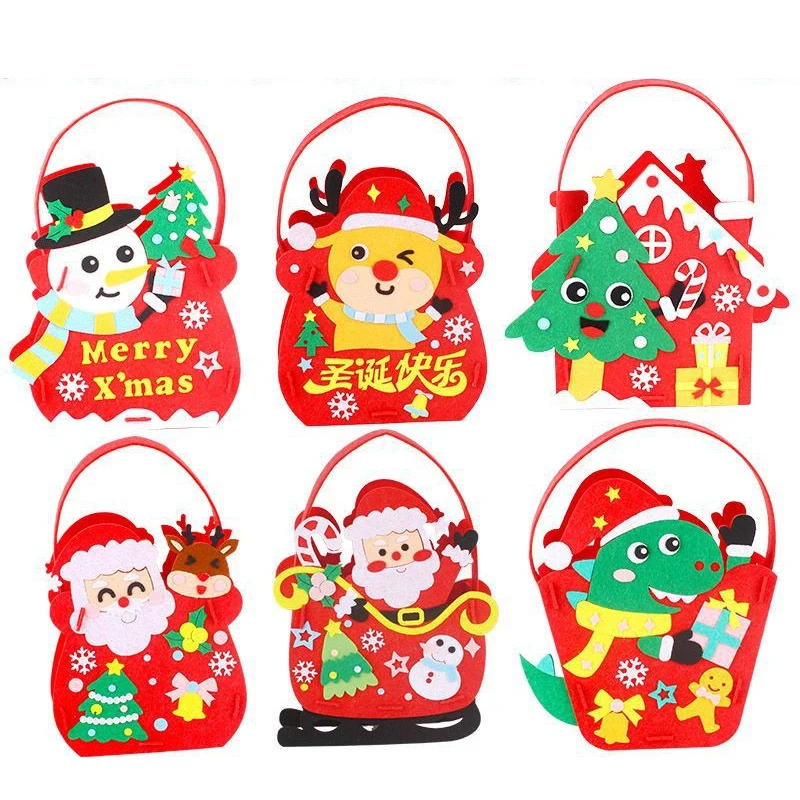 Children Handicrafts Toys Handmade Christmas Bag Creative DIY Non-woven Fabric Arts Crafts Kits Decor Educational Toys Xmas Gift