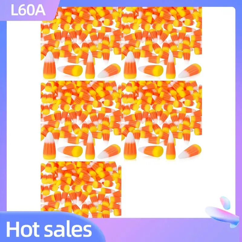 L60A 250 Uds. De resina de Halloween, caramelo de maíz Artificial, cuentas de maíz de caramelo 3D, adornos de álbum de recortes de maíz falso de otoño