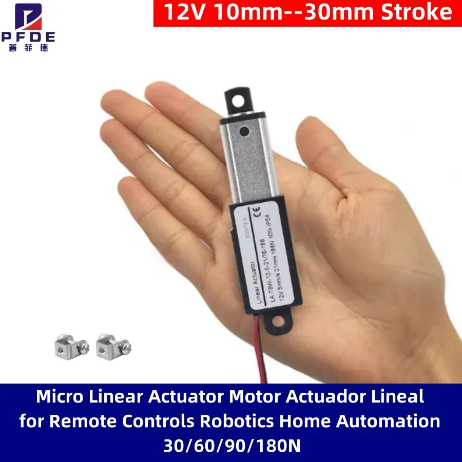 Micro Linear Actuator Motor Actuador Lineal 12V 10mm--30mm Stroke for Remote Controls Robotics Home Automation 30/60/90/180N