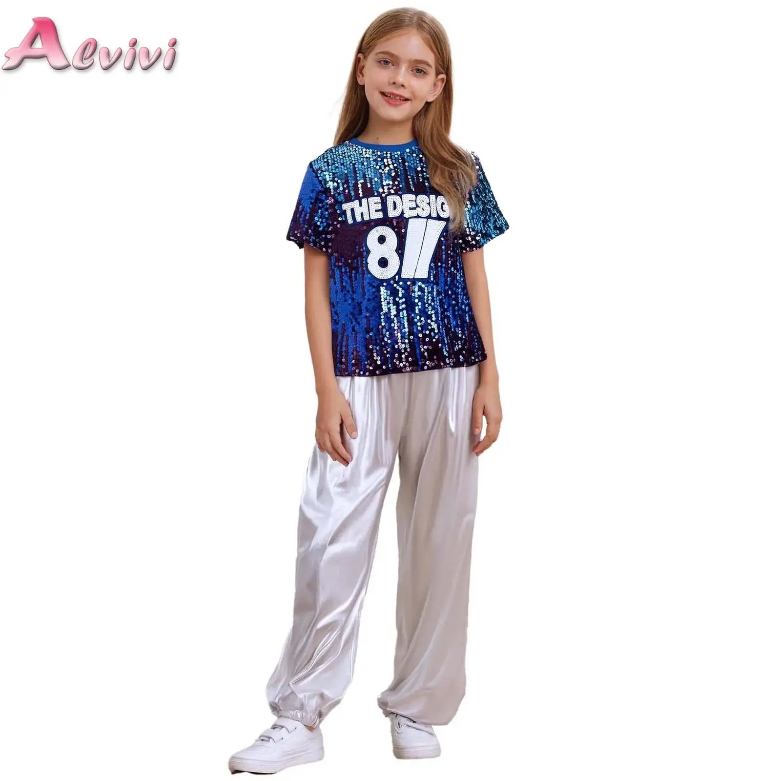 

Children's Jazz Hip-hop Costumes Girls Boys Studio Model Catwalk Fashion Sequined Suit Children's Drums Cheerleading Clothes Set