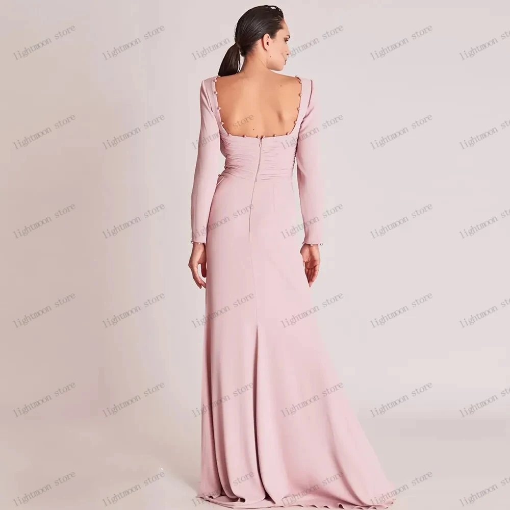 Vestido De noche De manga completa para graduación, Vestidos De baile hasta el suelo, túnicas plisadas De satén para fiesta Formal, Vestidos bonitos De Gala