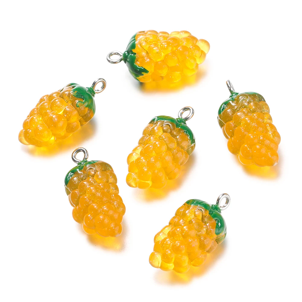 10Pcs Grape Resin Charms for DIY Jewellery Making