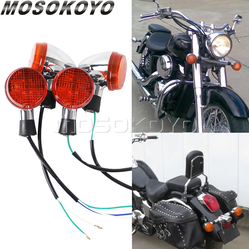 Front Rear Blinker Lamp Turn Signal Indicator Light For Honda Shadow VT 400 750 VT750 2004-2007 Bullet Turn Signals E13 Emark