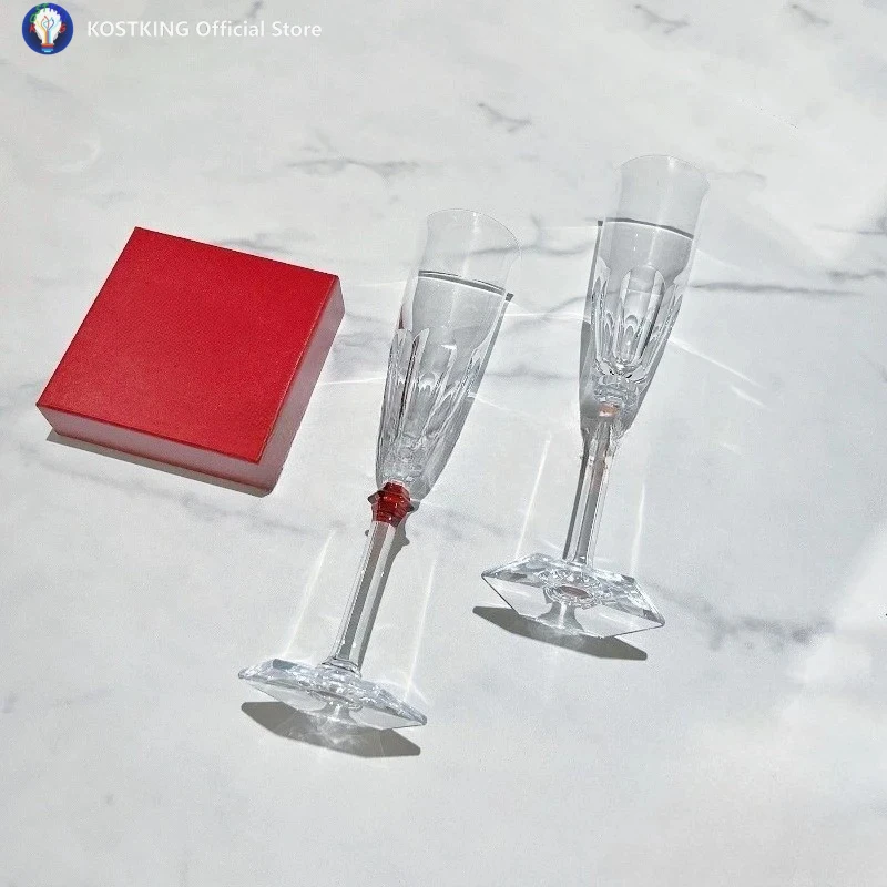 Champagne glass Haku EVE red knot handle 2 exquisite gifts