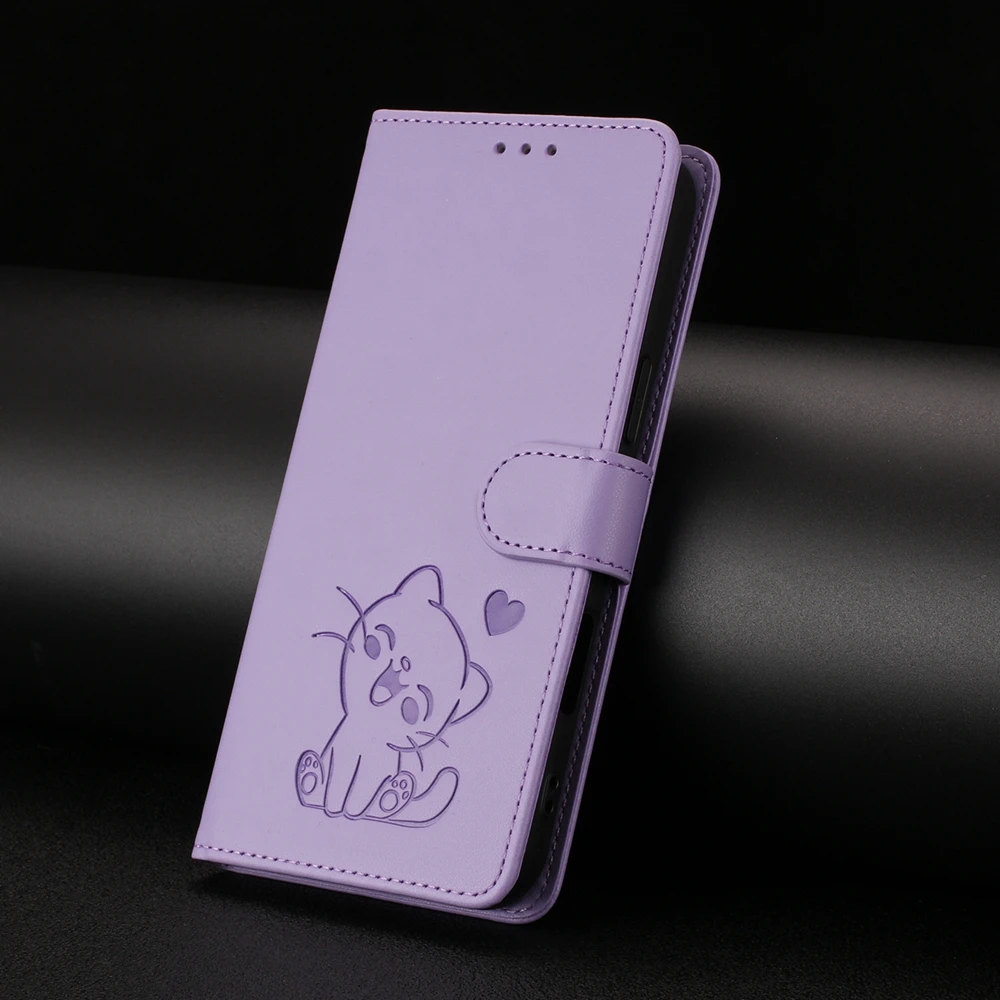 Casing Pova 7 Ultra 6 NEO Strap untuk Tecno Spark 40 Pro Plus 40C 30 30C Camon 40 30S, Dompet Kulit Lipat, Sarung Ponsel Motif Kucing Lucu