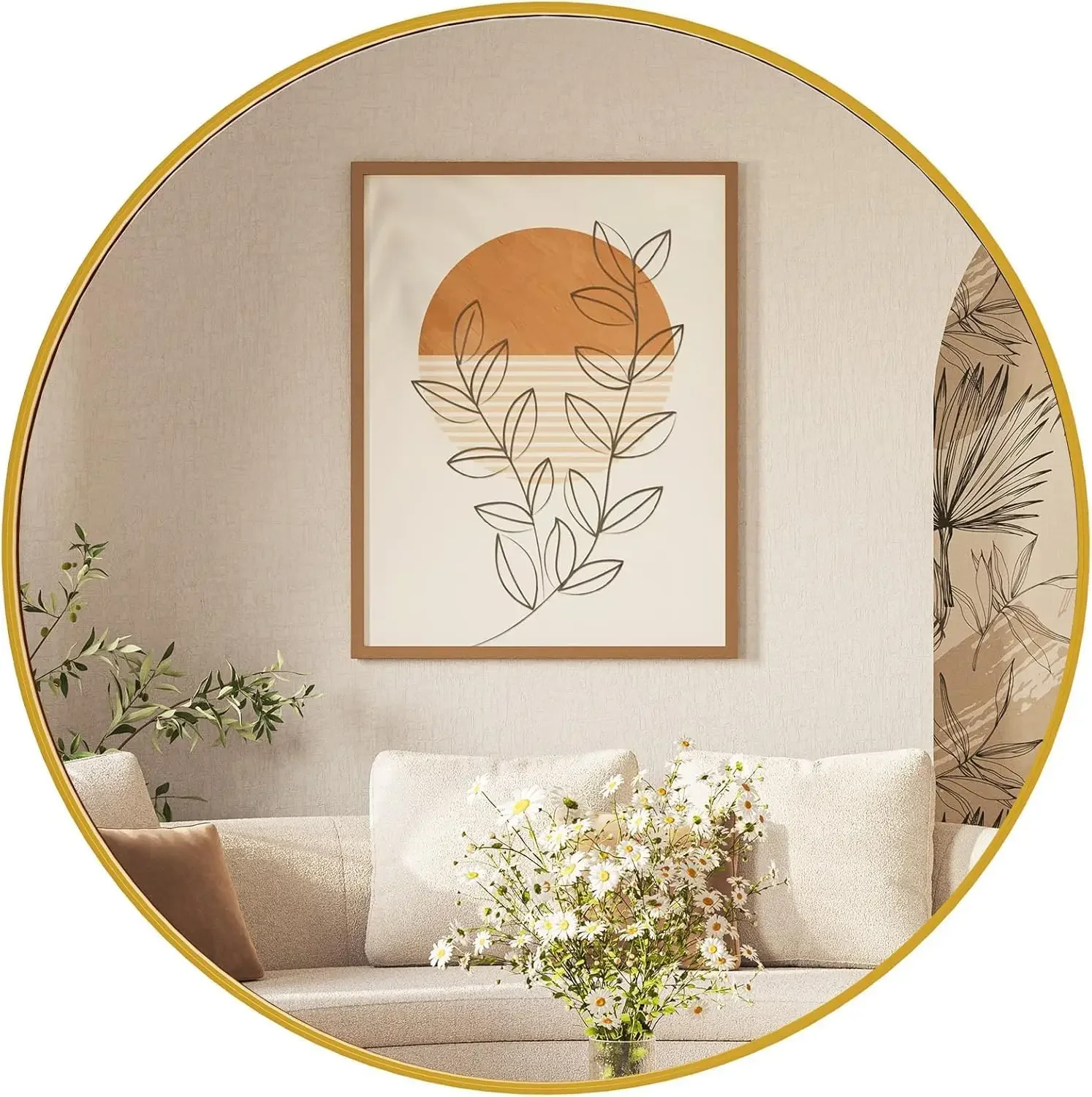 

30in Round Bathroom Mirrors for Wall, Bathroom Mirrors for Over Sink, Wall Decor for Bathroom, Entryway, Bedroom, Vanity, Classi