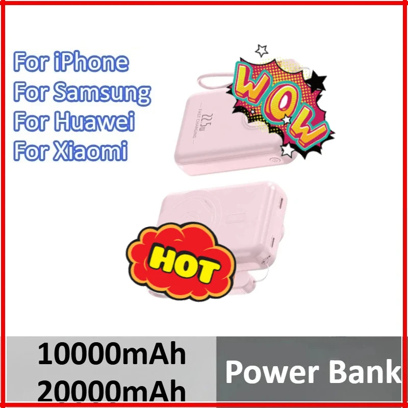 

10000mAh 20000mAh For iPhone 17/16/15/14/13 For Samsung For Huawei For Xiaomi Built in Cables Magnetic Wireless Power Bank