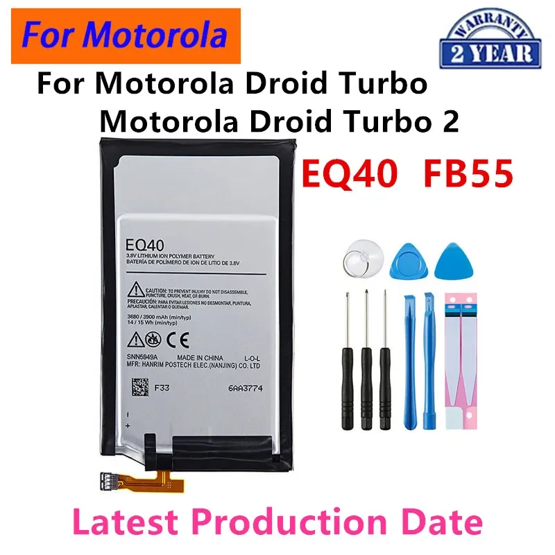 Original EQ40 FB55 Battery For  Motorola Moto Droid Turbo XT1225 XT1254 XT885 XT928 2 XT1585 XT1581 XT1580 /Moto X Force+Tools