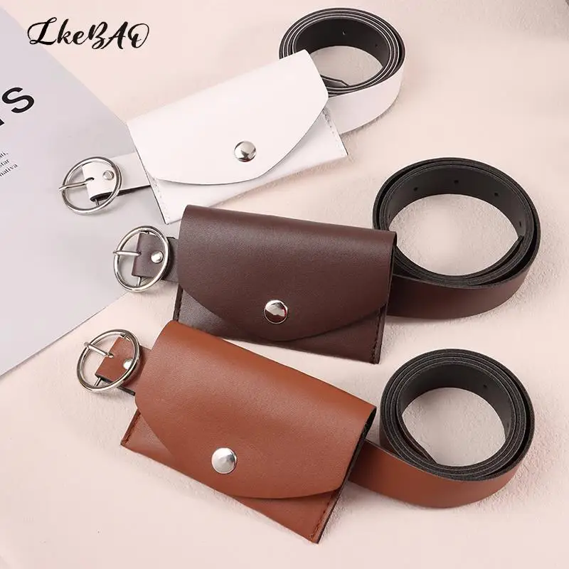 1PCS Metal Buckle Wallet Phone Pouch Adjustable PU Waist Pack 100CM Waist Belt Ladies Decorative Belts Salesperson Work Bag