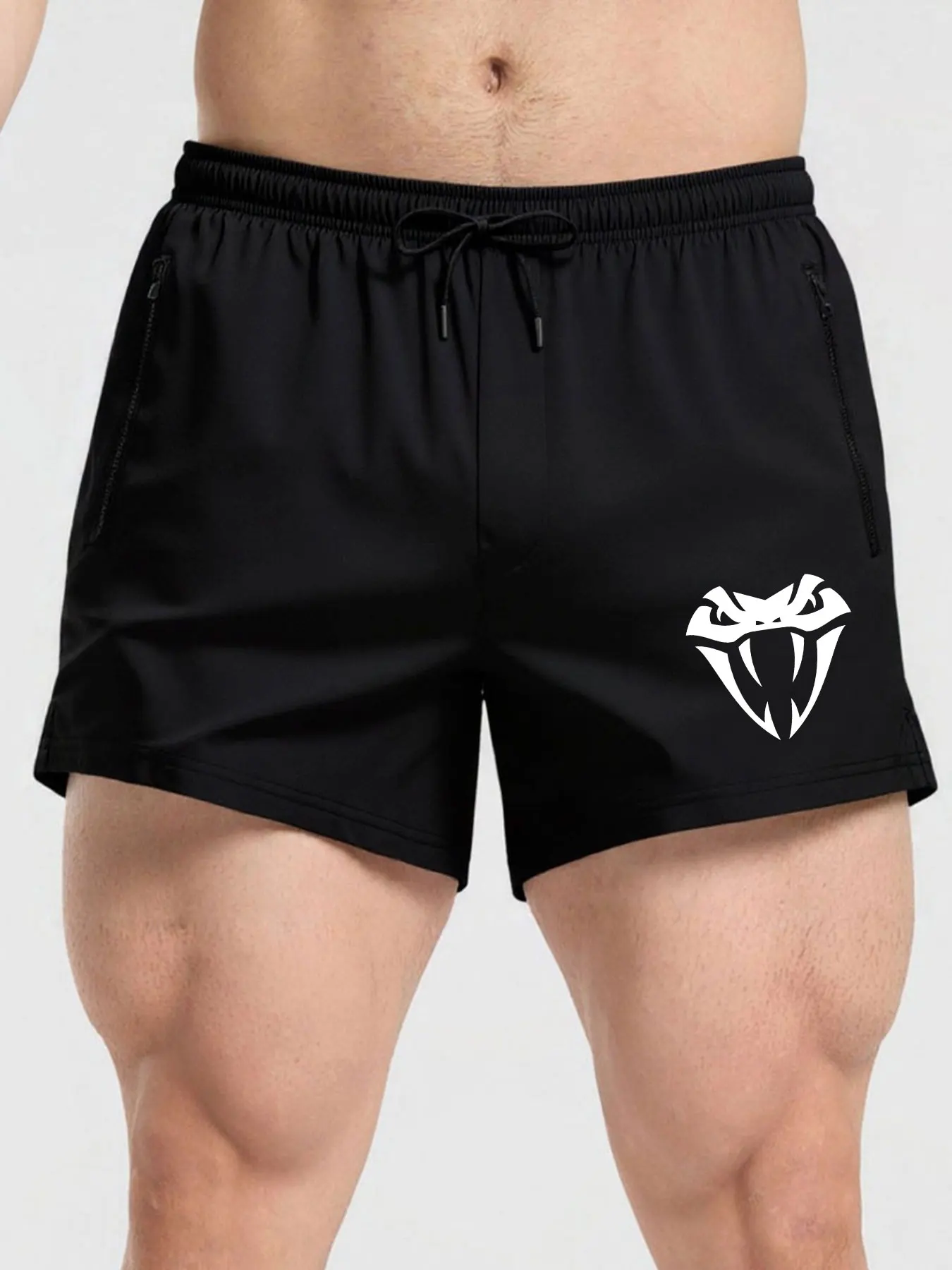 Mens Workout Shorts for Gym Training – Quick Dry Fabric Snake Print Shorts with Elastic Waist & Side Pockets