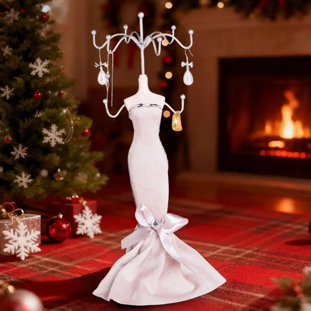Mini Lady Mannequin Jewelry Organizer with 8 Hooks 2 Tier Necklace Bracelet Earring Ring Holder Manikin Jewelry Display Stand