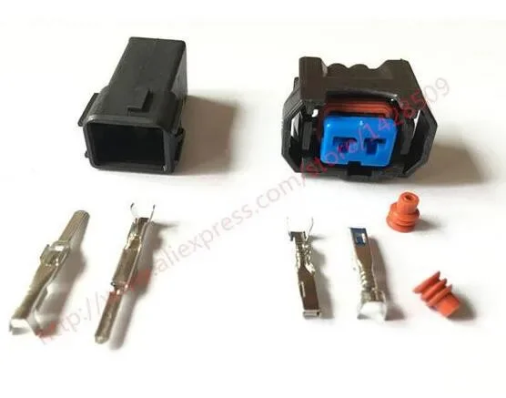 1 Set 2 Pin Female Male Auto Fuel Injector OBD2 Waterproof Wire Harness Connector Automotive Plug 6189-0553 For Honda