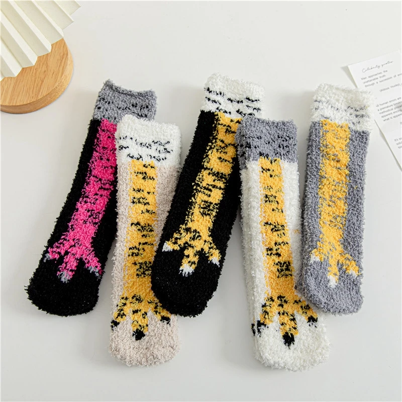 

Kids Funny Socks Cute Chicken Feet Socks Soft Warm Coral Fleece Non-slip Socks Sleep Socks