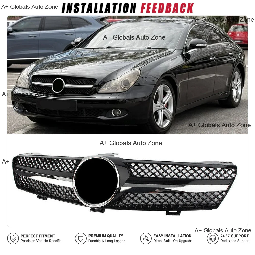 AM Style Look Front Bumper Grille Racing Grills For Mercedes Benz CLS-Class W219 2005-2008 CLS350 CLS500 CLS550 CLS55 CLS63