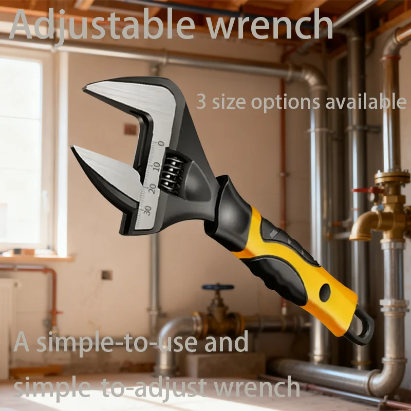 Adjustable Wrench Stainless Steel Universal Spanner Bathroom Wrench Large Open High Quality Plumbing Repair Tool Household